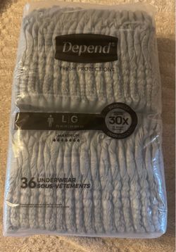 New One (1) Men’s Depend Fresh Protection Adult Incontinence Diapers Underwear Disposable Large 36 Count
