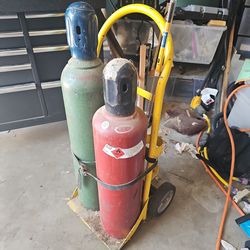 Complete oxygen acetylene welding torch and cart