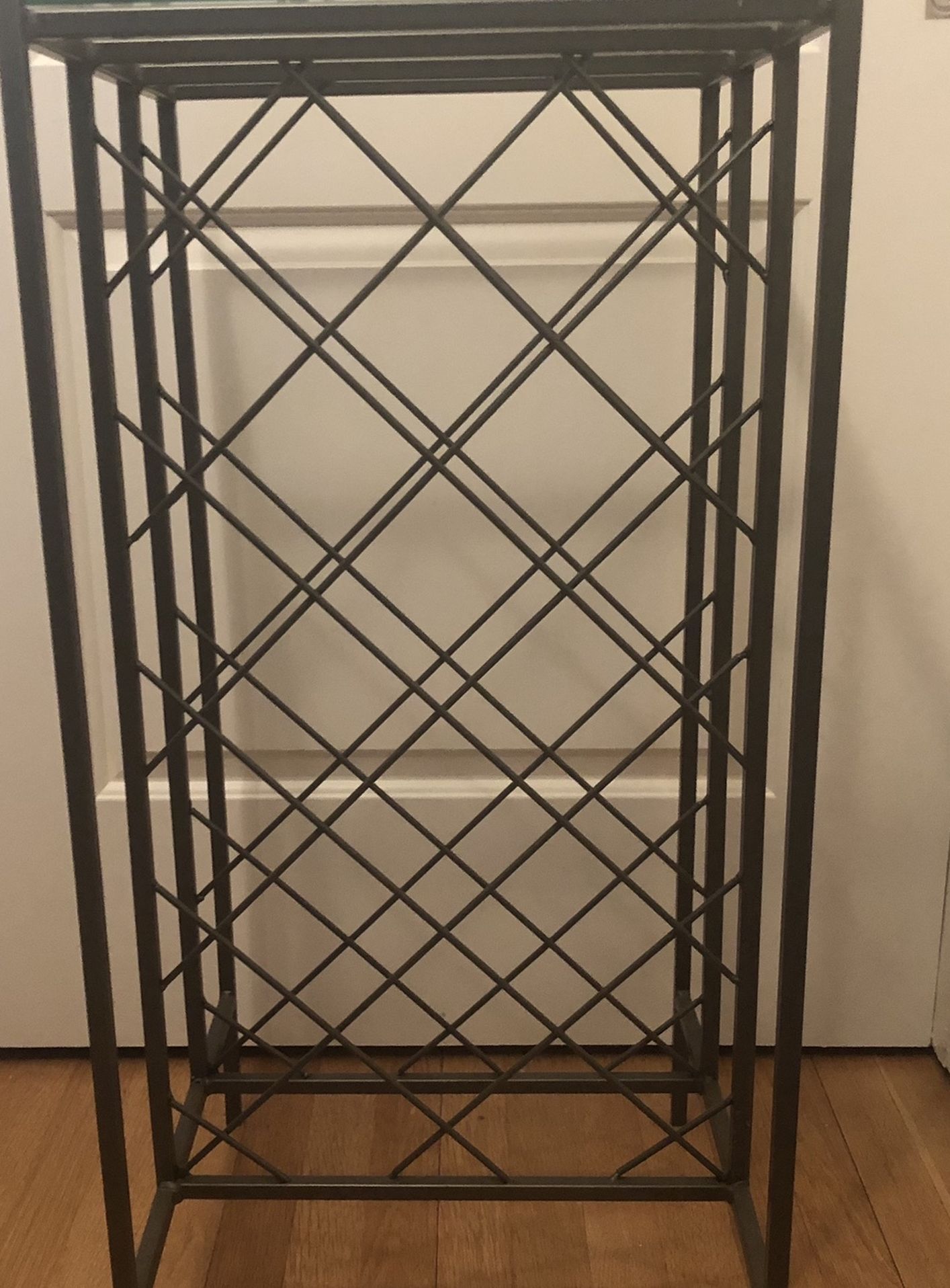 Glass Top Metal Wine Shelf