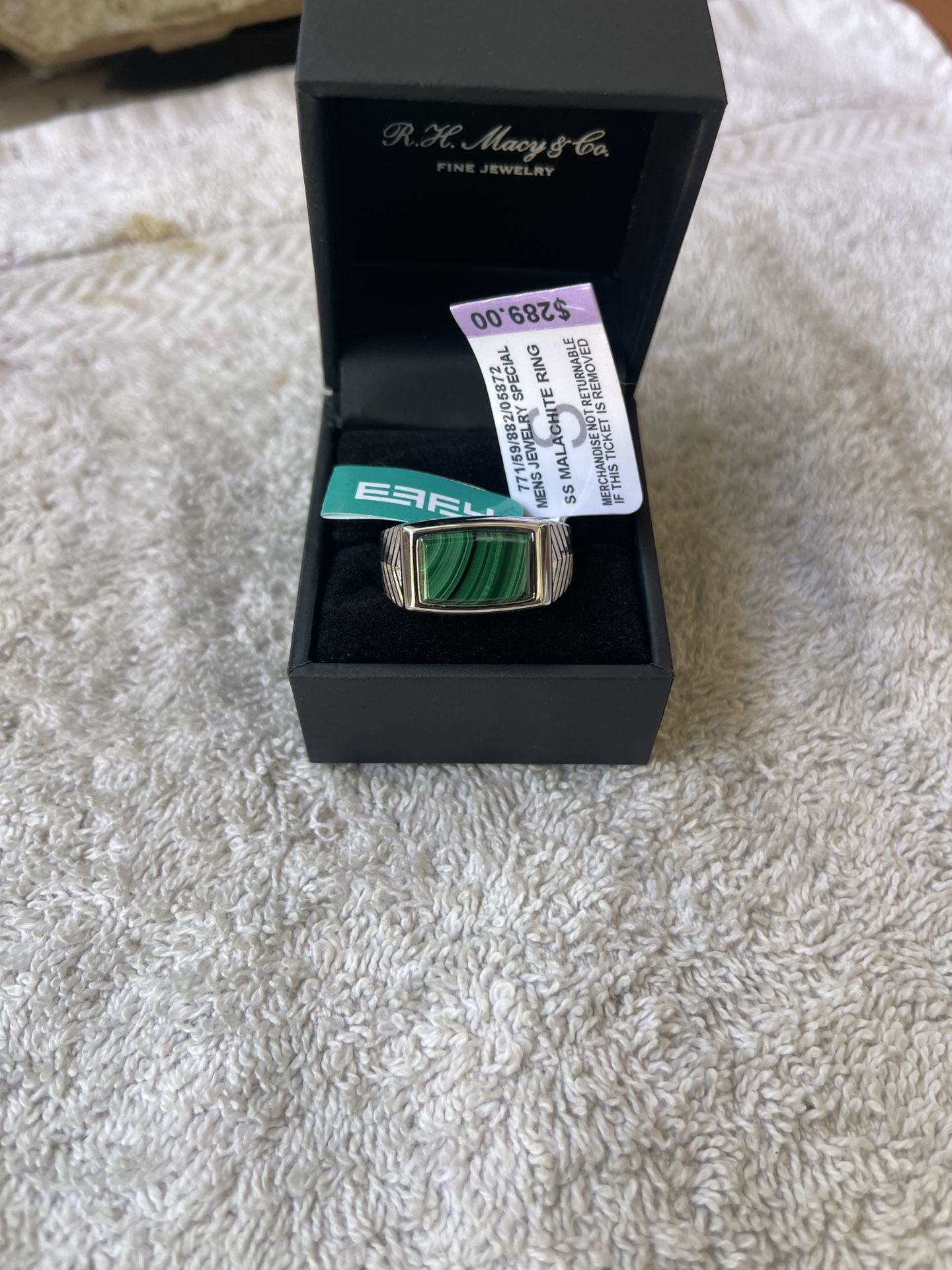 Sterling Silver Malachite Men’s Ring