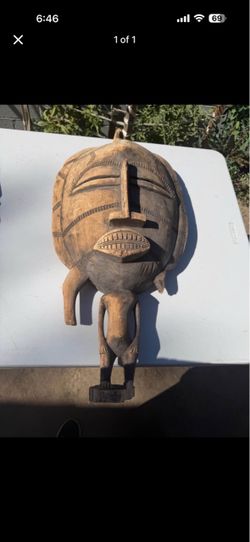 African Tribal Carved Wood Mask Figure