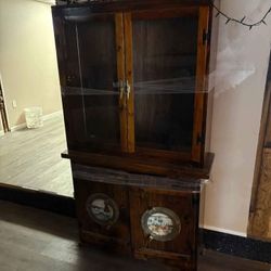 Nautical Cabinet with Brass Cleats Porthole with Porcelain 43 in length 75 in height