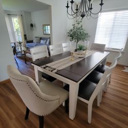 Wooden Dinning Table and 8 Chairs 