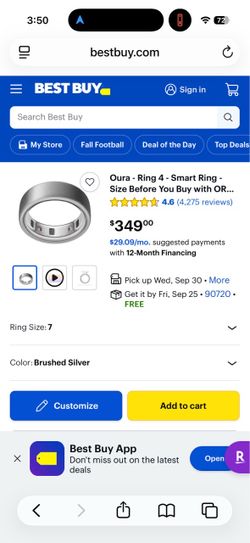 NEW oura ring 4 brushed stainless size 6