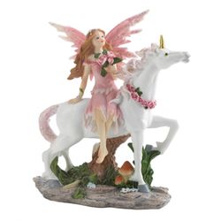 PINK FAIRY WITH UNICORN FIGURINE
