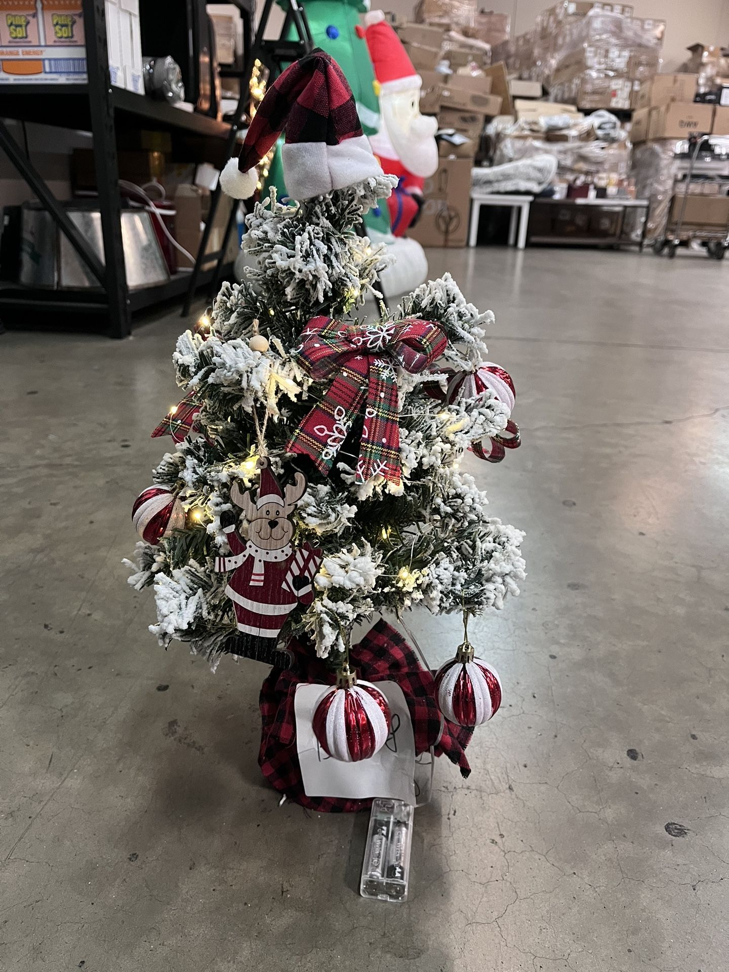 ❤️$15❤️ Mini Christmas Tree, 24 Inch/2 FT Lighted Tabletop Artificial Xmas Tree with Music Box, Reindeer Tag and Decor Ball, DIY Small Tree with LED f