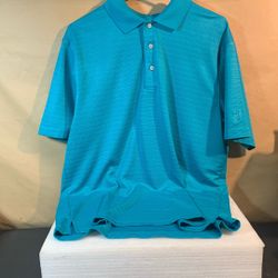 Men’s PGA Tour Golf ⛳️ Large Aqua Blue Short Sleeve Shirt 