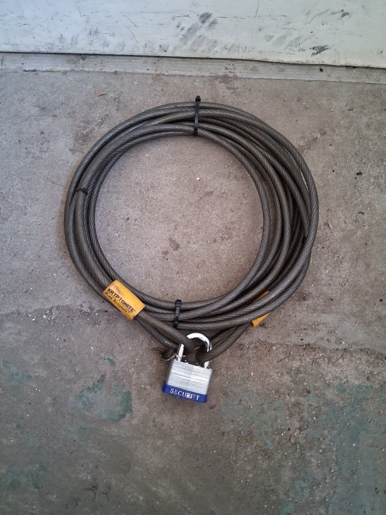 Kryptonite 30' Bike Cable With Lock & Keys "Item Is Available"