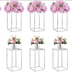 Nuptio Wedding Centerpieces For Tables - 10 Pcs 15.7 Inch Tall Silver Vases For Centerpieces - Flower Stand For Wedding Centerpiece Table Decorations 