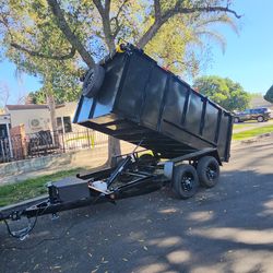 NEW DUMP TRAILERS 12x8x4 ROLLING TARP AND SPARE TIRE 2025 YEAR ELECTRIC BRAKES LIGHTS REMOTE CONTROL TITLE IN HAND READY FOR WORK FOR ANY QUESTION TEX
