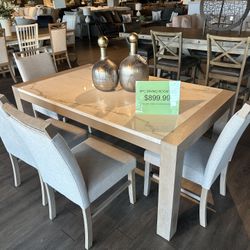 6PC Marble Top Dining Table 