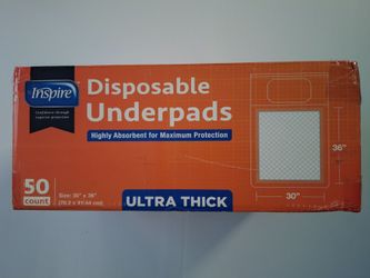 Inspire High Absorbent 30 x 36 Ultra Thick Underpads Adult Elderly Care 50 Count