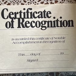 Teaching Supplies- Certificates And Scantron Sheets