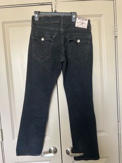 True Religion Ricky Relaxed Straight Black Button Flap Pocket Jeans Size 32