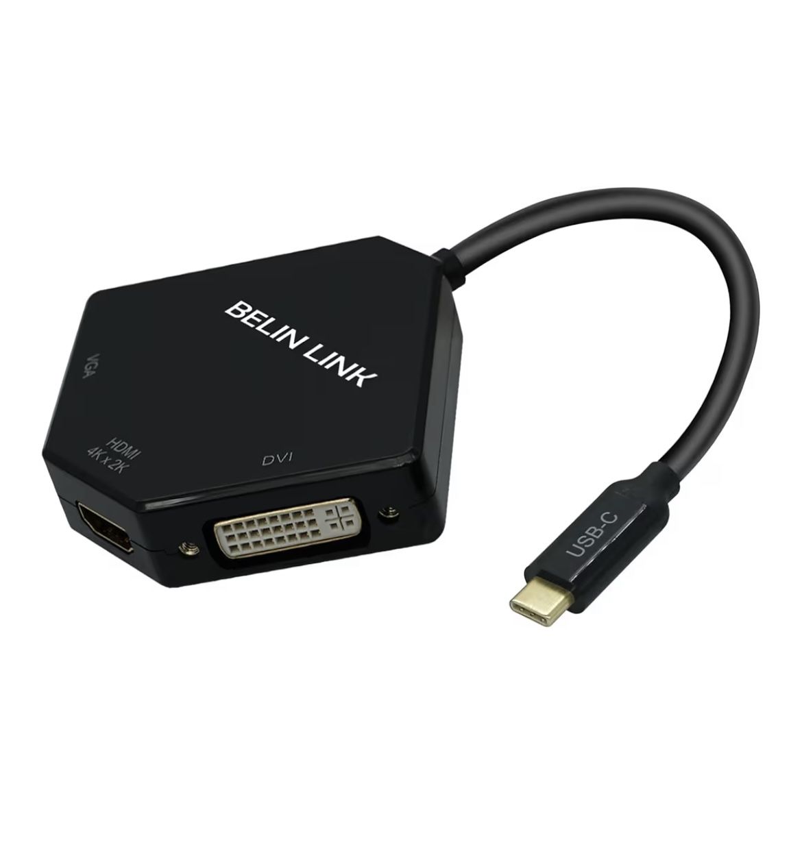 USB C to DVI/VGA/HDMI Adapter Thunderbolt 3 with Gold-Plated Connector 3 in 1 Type C Multiport Adapter for HDMI DVI VGA Compatible for MacBook Pro/Del