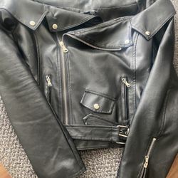 Off Shoulder Moto Faux Leather Jacket 