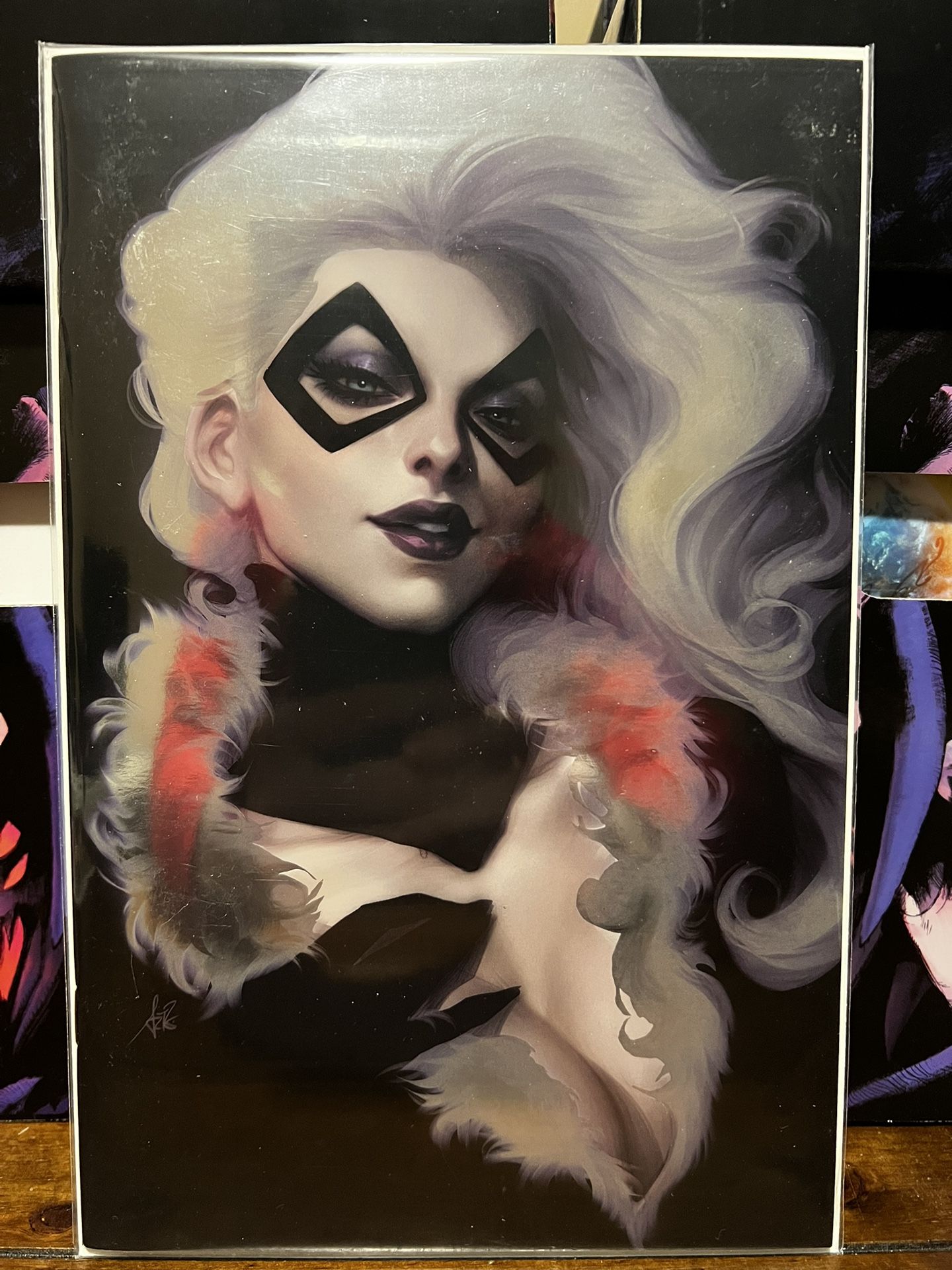 2025 Black Cat 1 NM MX La Mole Foil Virgin Artgerm Panini 1000 Foreign Variant