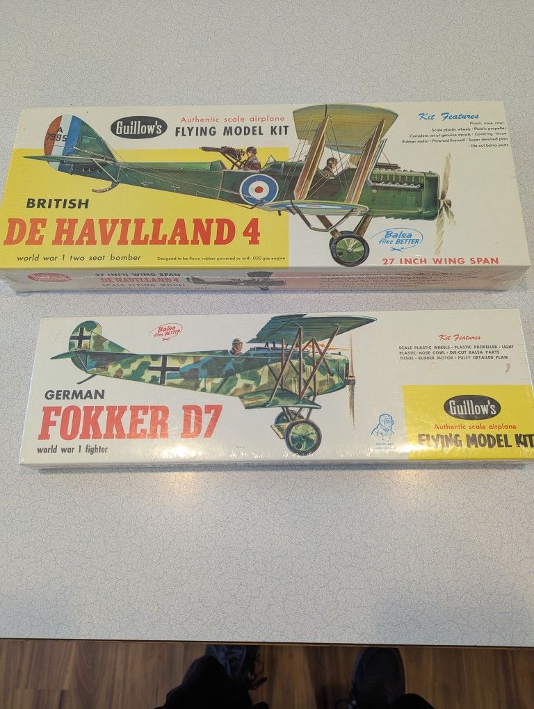 Guillows Fokker D7 & DH4 Kits - Sealed
