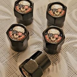 Black Skull USA Tire Valve Stem Caps 5PC
