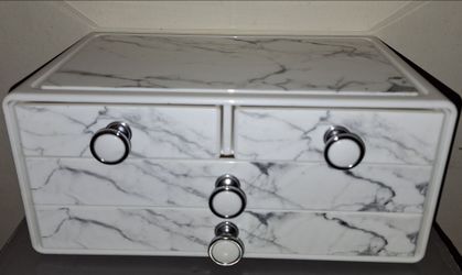 Marble Print Makeup Organizer with Drawers