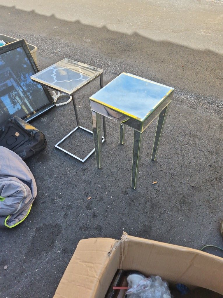 Glass And Mirror End Tables Five Bucks