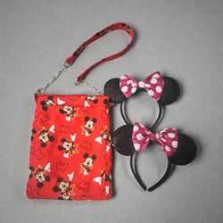 Disney Mickey & Minnie Bundle – Crossbody Bag + 2 Minnie Ear Headbands