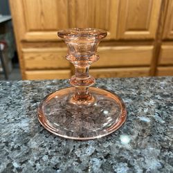 Vintage Pink Depression Glass Candle Holder.  Preowned Excellent Condition