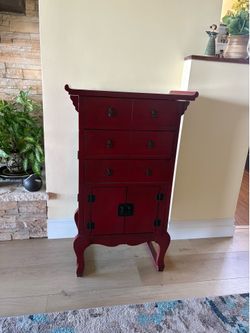 Jewelry Makeup Wood Chest Drawers Armoire