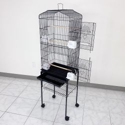 New in Box $55 Bird Cage 60” Tall Standing Parrot Parakeet with Rolling Stand 18x14x60 Inches 