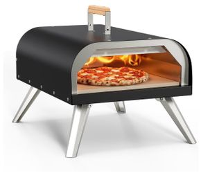 12” multi-fuel outdoor pizza oven, reaches 720°F, with Stone & Peel, versatile wood pizza oven, portable for backyard, camping or tailgating