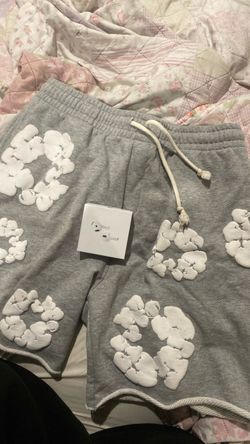 Gray Sweat Shorts with Puff Print