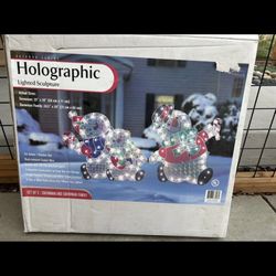 holographic lighted snowman family Christmas outdoor decor