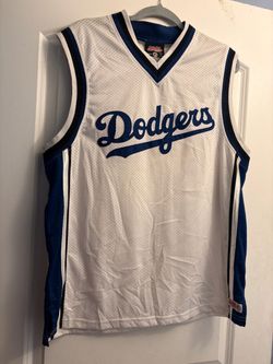 Stitches Los Angeles Dodgers MLB White/Blue Mesh V-Neck Jersey Size M unisex