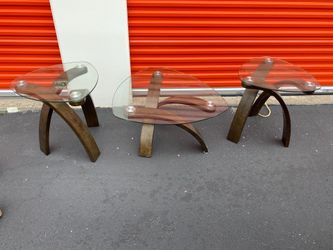 3-Piece Glass Top Coffee and End Table Set