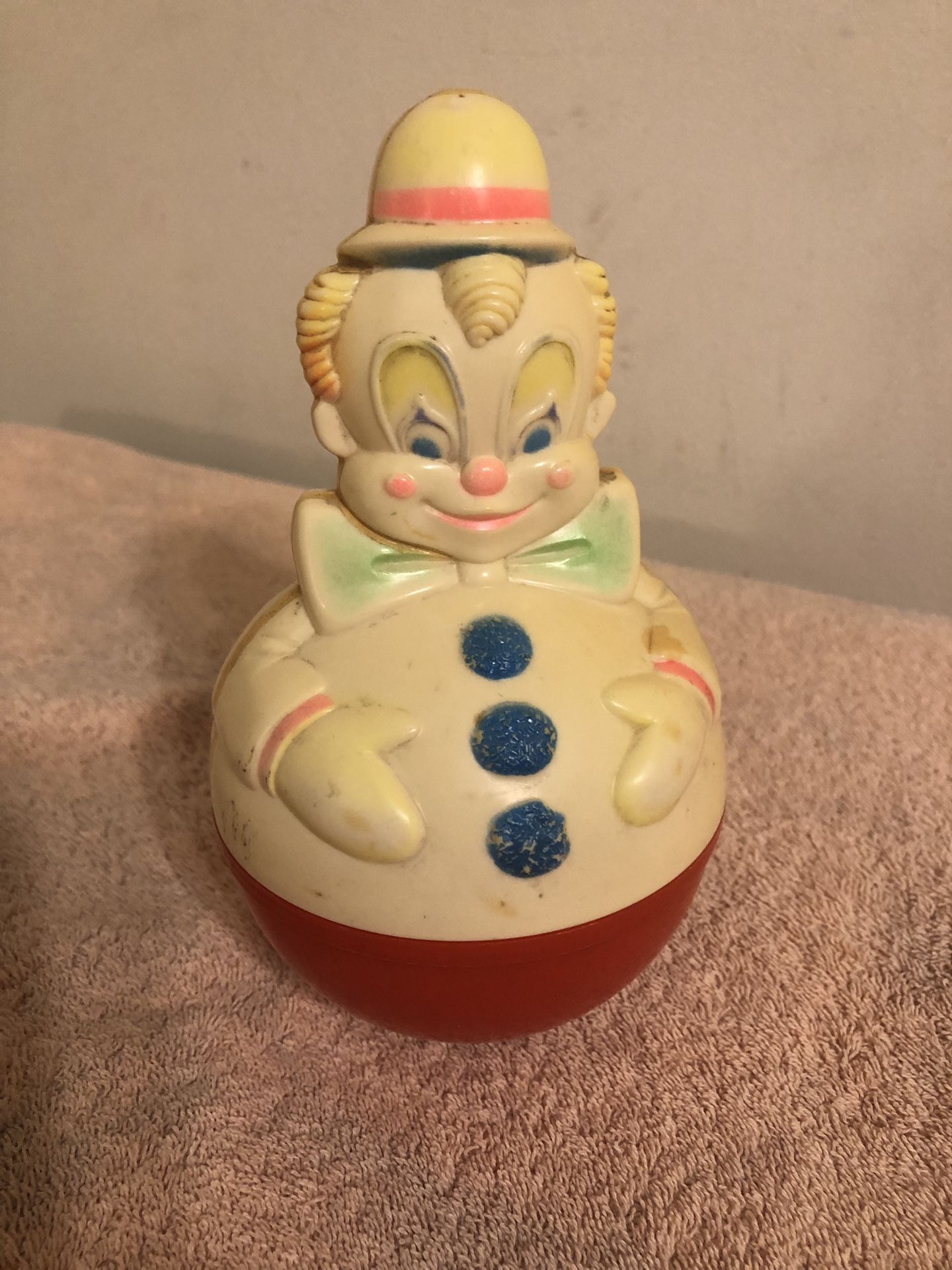 Vintage 1977 Sanitoy Inc Roly Poly Chime Jingle Clown