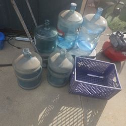 Free Water Gallons 5 And 3 Gallon And Milk Crate. Must Take All!