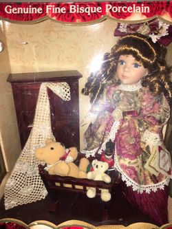 Genuine Fine Bisque Porcelain Collector Doll Set
