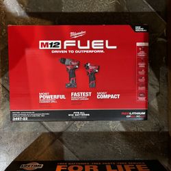 New In Box Milwaukee 3497-22 12V Brushless Hammer Drill and Impact Driver Combo Kit