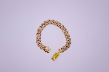 14KT gold cluster Cuban link bracelet