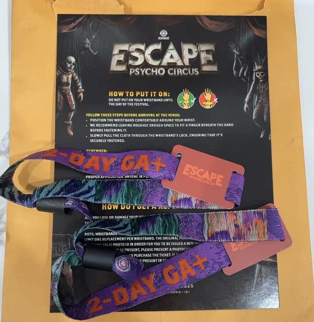 PAIR OF 2DAY GA+ ESCAPE TICKETS
