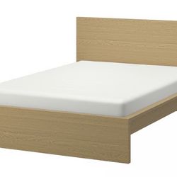 IKEA Malm Queen Size Bed Oak Veneer