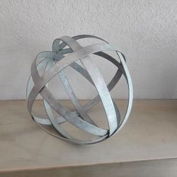 Galvanized Metal Band Orb Decor Sphere