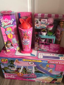 Barbie Dream Boat, Barbie Careers Florist, Party Unboxed Pet Birthday Surprise, Pop Reveal Shakes Bunny Surprise.