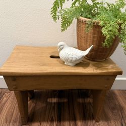 Vintage Solid Wood Stool | Rustic Step Stool or Plant Stand