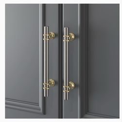 Brushed Nickel and Gold Cabinet Handles, 10 Pcs, 5”