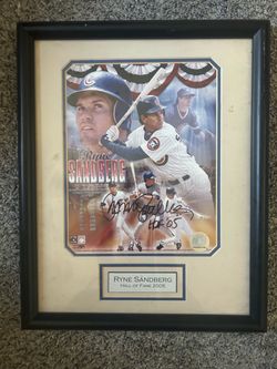Ryne Sandberg Autographed Cubs Photo - HOF 2005 - Framed