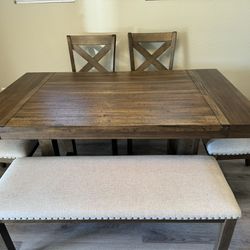 Kitchen Table and Chairs And Bench