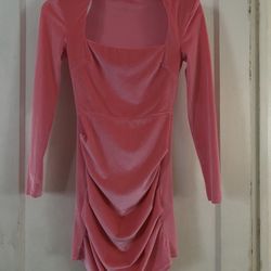 Pink Velvet Wrap Mini Dress Womens Size S Sexy Bodycon