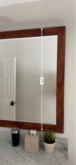 Large Wall Mirror with Wood Frame