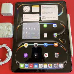 Apple IPad Pro 13”  (M4 chip /OLED display/ 2024 Model) 512GB with keyboard, pen & Accessories 